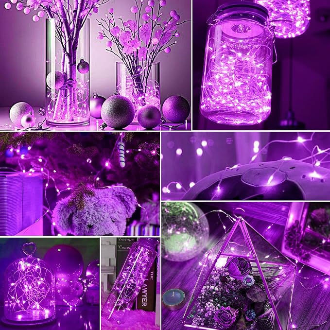 pozzolanas 50 Pack Pink Battery Operated String Lights - 7ft Waterproof Fairy Lights with 20 LEDs for Home, Mason Jar, Party, Wedding, Halloween, Christmas Decorations