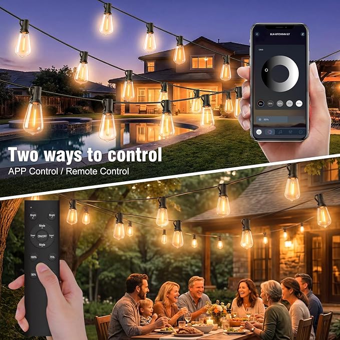 50ft-LED-Lights-Outdoor-Waterproof-String Lights-Patio-Outside-Porch-Backyard-Garden-Gazebo-Yard-Deck-Balcony-Party-Camping-House-Hanging-Lighting-Bulb-Remote-Bluetooth-Hanging-Edison-ST38