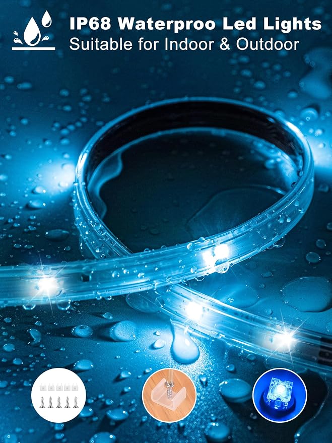 Ledagic Outdoor Led Strip Lights Waterproof 300ft, Outside Led Light Strip | Ip68 Waterproof with Remote and App Control, Exterior Music Syne RGB Led Rope Lights for Bathroom, Party Home Decor (2*150ft)