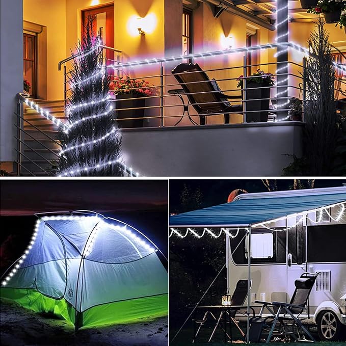 Solar Rope Lights Outdoor Waterproof, 33FT 100LED Outdoor String Lights Clear PVC Tube Fairy Lights, 8 Modes Trampoline Light for Pool Tree Garden Yard Home Camping Wedding Halloween Holiday Decor