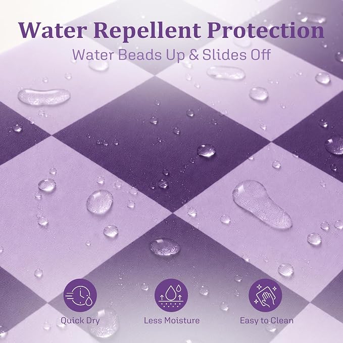 Ohocut Checkered Shower Curtain, Double Purple Plaid Shower Curtains for Bathroom, Cute Retro Checkboard Shower Curtain Vintage Aesthetic, Washable Fabric Bath Curtain 72''x72''