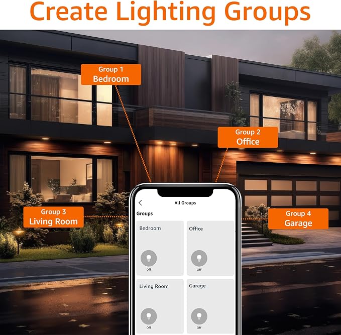 Amazon Basics Smart BR30 LED Light Bulbs, Color Changing, 9W (60W Equivalent), 800LM, Energy Efficient, Voice Control, Compatible with Alexa Only, 2.4 GHz Wi-Fi, No Hub Required, 8-Pack