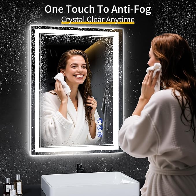 32"x24" LED Bathroom Mirror with Lights,Anti-Fog,3 Color Modes