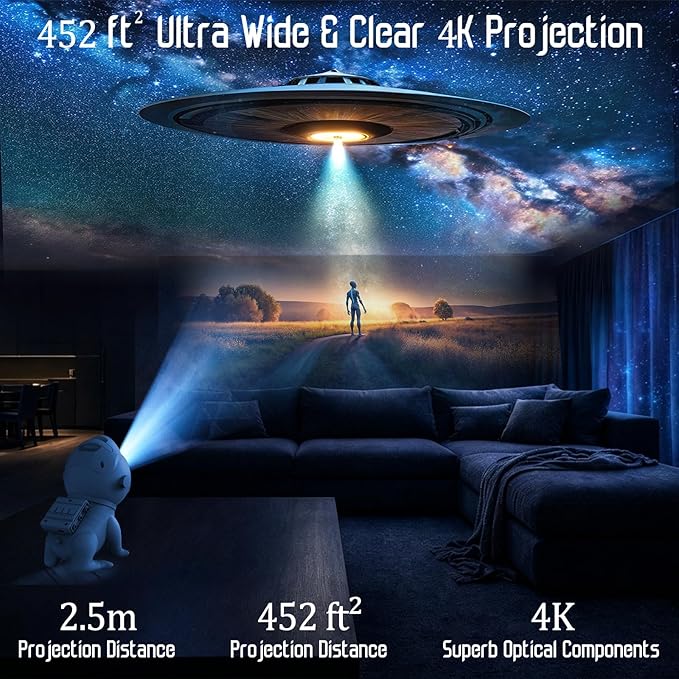 Upgraded Planetarium Projector with White Noise & Bluetooth Speaker, Astronaut Space Light Galaxy Projector for Bedroom, Ceiling Star Night Lights for Kid Adult Mood Lighting with Timer, Bedroom Decor