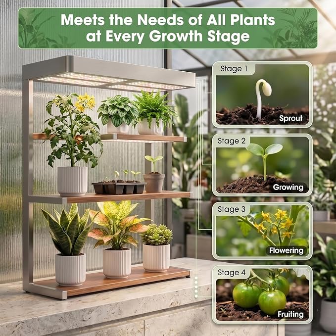 Plant Grow Lights Indoor, Full Spectrum Plant Lights for Indoor Growing with 540 LEDs | Auto On/Off 6/12/16H Timer, 3 Modes & 10 Dimmable Levels Grow Lamp for Optimal Plants Growth, 4-Pack Panel