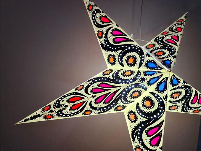 Lantern Lampshade Paper Star Light Shades Large 60cm Hanging Decorations for Christmas Wedding Home Decoration Birthday Party Foldable 5 Pointed Star (White, Black, Blue, Maroon)