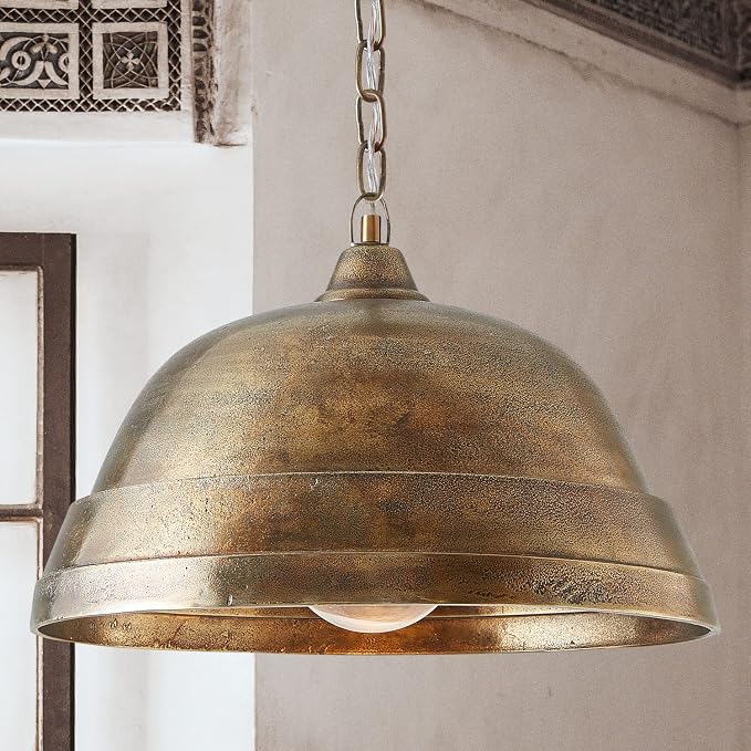 Capital Lighting 330311XB Sedona Handcrafted Sand-Cast Aluminum Industrial Metal Dome Pendant, 1-Light 100 Watts, 12" H x 18" W, Oxidized Brass