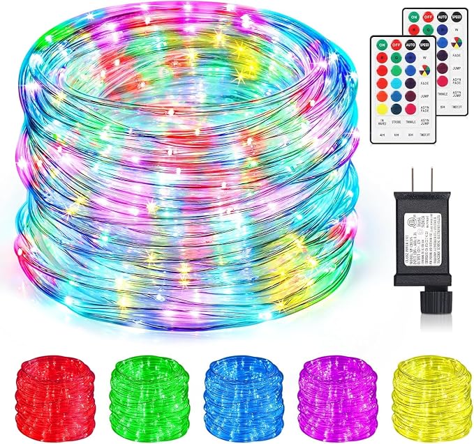 99FT Rope Lights Outdoor, 300 LED String Lights 16 Color Changing with Plug & Remote, IP68 Waterproof Twinkle Christmas Lights for Indoor Bedroom Patio Garden Party Holiday Decorations