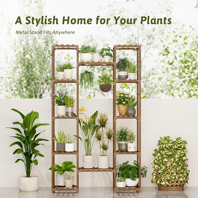 GENTINGBRO Plant Stand Indoor with Grow Lights for Indoor Plants 62.2'' Tall Plant Shelf 12 Tiers Sturdy Plant Rack for Plants Dispaly for Living Room Garden Patio Decor
