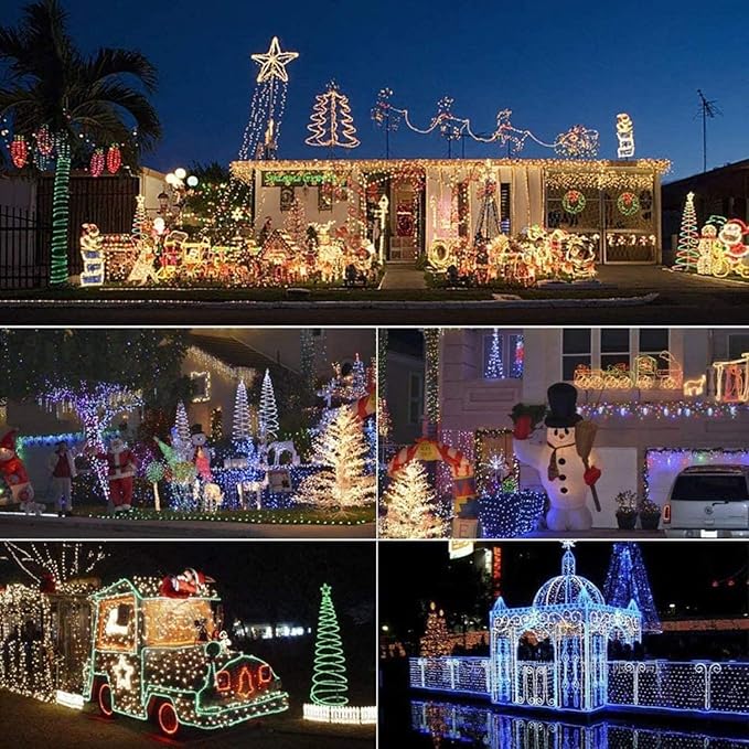 82ft 2-Wire Waterproof LED Rope Light Kit, 1/2" Rope Lights, 110V-120V PVC 30 LED/M Tube Lights Strip for Background, Outdoor, Christmas, Home Decoration(Warm White)