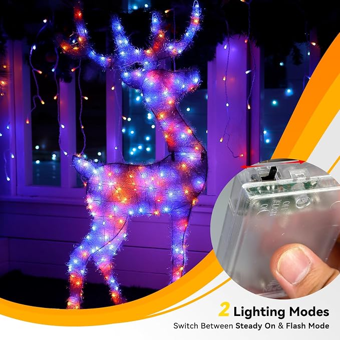 LitHome 4 Pack Halloween Fairy Lights Battery Operated Each 20FT 60 LED | Purple and Orange Twinkle Lights with 2 Modes Indoor, Waterproof Led Fairy String Lights for Party Wreath Garland DIY Decor