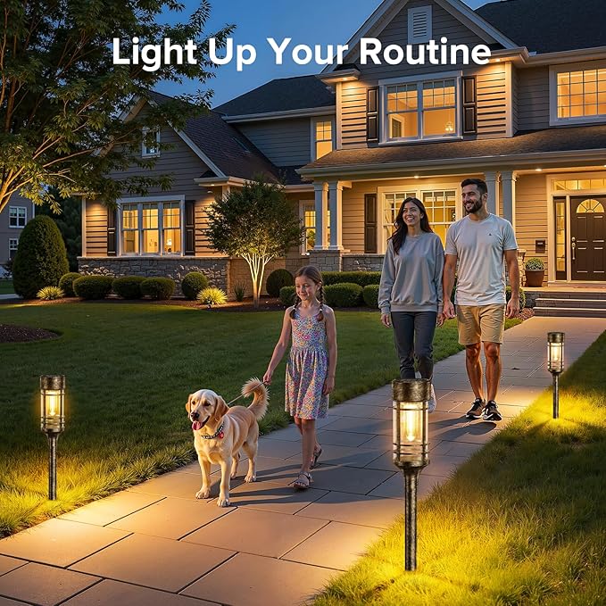 LETMY 8 Pack Brown Solar Pathway Lights Outdoor, Bright Solar Lights Outdoor Waterproof IP65, Solar Garden Lights Outdoor for Yard Walkway Driveway Landscape Garden Decor (Bronze)