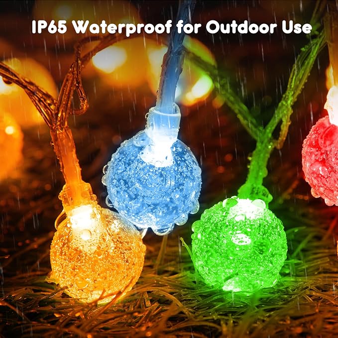 Minetom 33ft Crystal Globe String Lights Battery Operated, Multicolor | 60 LED Globe Fairy Lights with Remote and 8 Modes, Lovely for Bedroom Tent Loft Camping Porch Patio Party Decor