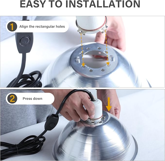 Simple Deluxe Adjustable Clamp Lamp Light Socket with 10.5 Inch Aluminum Reflector & Bulb Guard, Suit for Max 250 Watt Lamp with 18/2-Gauge 6 Feet Cord, 1-Pack