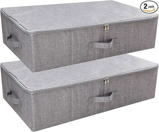 Folding Under the Bed Storage Bin with Lids, Under Bed Storage Containers | underbed storage containers,under bed storage bins, Wardrobe Closet Clothing Blanket, Shoes, Toys Organizer Containers