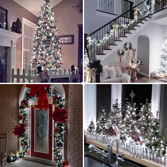 33FT 100 LED Fairy Lights Battery Operated with Remote and Timer Cool White | Remote Control, 8 Modes, Timer, Adjustable brightness, Waterproof Lights for Indoor Outdoor Classroom Christmas Decor