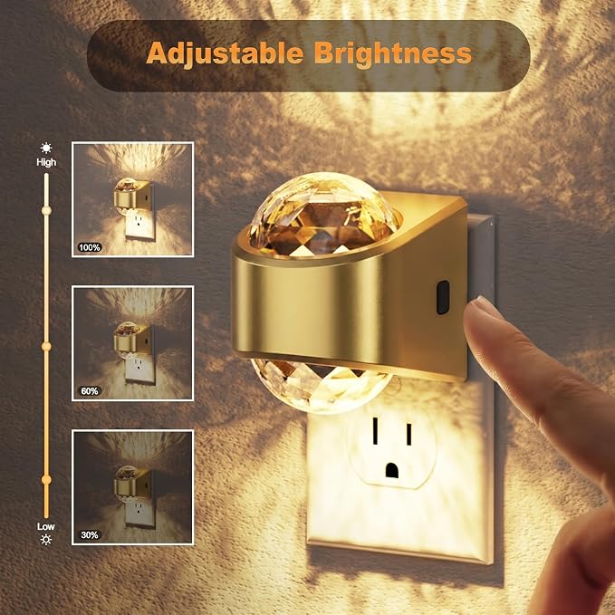 JandCase Night Lights Plug into Wall, Star Projector Night Light | 3000K Soft White, Automatic Galaxy Nightlight Plug in with Light Sensor for Bathroom Hallway Room Decor