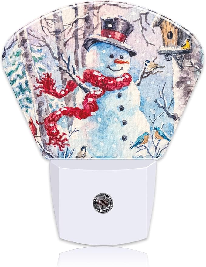 Retro Christmas Snowman Night Light for Kids, Christmas LED Night Light Plug into Wall with Dusk to Dawn Sensor for Girls Boys Women Men Bedroom, Hallway, Kitchen, Bathroom, Stairs Decor