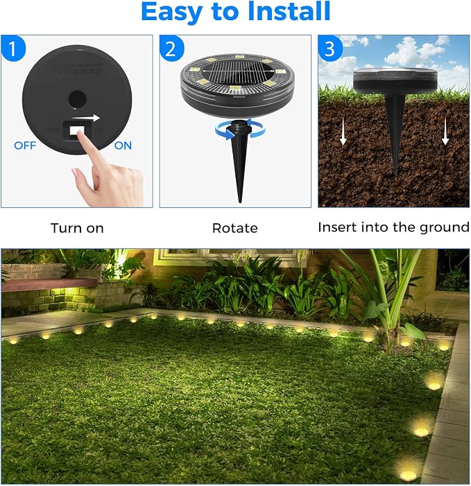 Mini Solar Ground Lights, 4 Pack Flat Solar Disc Lights Outdoor Waterproof, 2.3 Inch Small Solar Garden Lights Landscape Lighting for Outside Pathway Garden Yard Lawn Walkway,Warm White