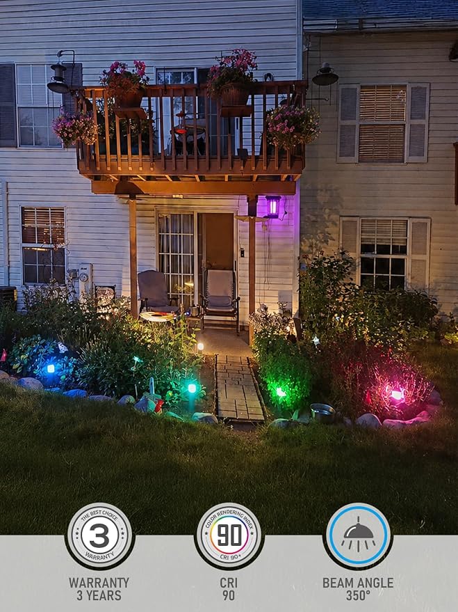LEONLITE 6-Pack RGBCW Low Voltage Landscape Pathway Lights, 3W, CRI90 | Color Changing, 12-24V AC/DC, Aluminum, ETL, Multi-Color, Low Voltage LED Bollard Path Lights, for Walkway Yard Garden
