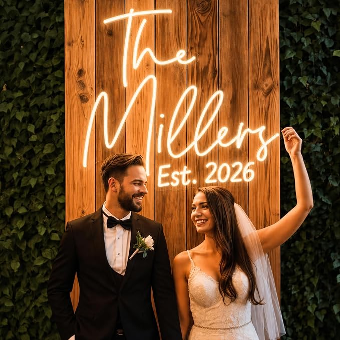 Custom Neon Sign for Wedding, Personalized LED Neon Lights Name Sign, Dimmable Wall Decor for Wedding Reception, Party, Anniversary, Bedroom, Home Decor