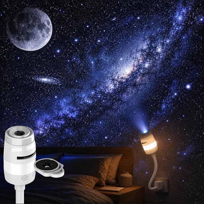Galaxy Star Night Light Projector, 2-in-1 USB Multicolor LED Night Light, with 13 Projector Films, Portable 360° Adustable Brightness Control for Kids Adults Bedroom Home Ceiling Car Decor Gift