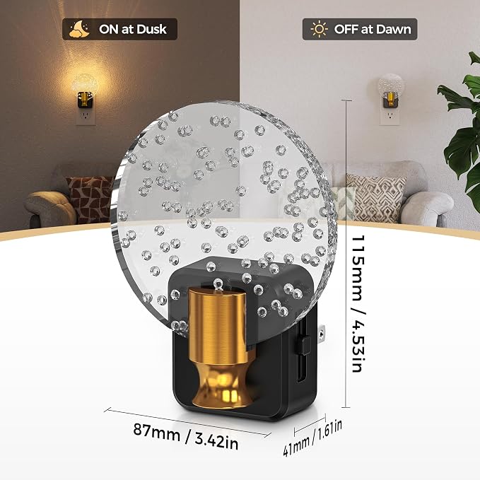 LED Night Light[2 Pack], Decorative Night Light Plug Into Wall | Dusk-to-Dawn Sensor, Dimmable Nightlights for Bathroom Hallway, Bedroom,Kids Room,Stairway, Soft White