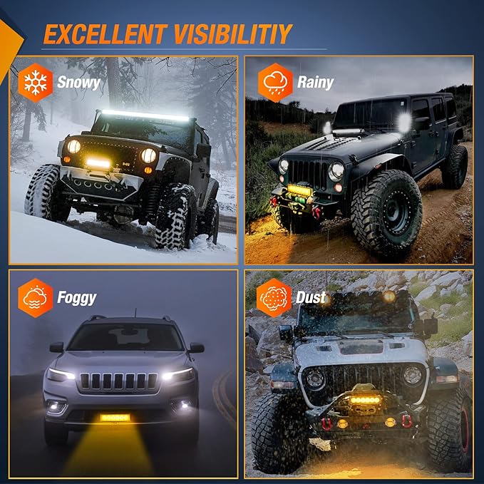 Nilight 6 inch Amber LED Light Bar 2PCS 18W Spot Driving Fog Single Row Off Road Boat Lights Driving Bumper Reverse Lighting for Trucks SUV ATV UTV Golf Cart