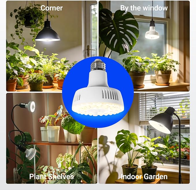 Barrina OG11A Grow Light Bulbs for Indoor Plant, 4000K 11W, 2 Packs, White | Integrated Dimming & Timing, E26 Plant Light Bulb, Full Spectrum, High PPFD for Seeds and Greens