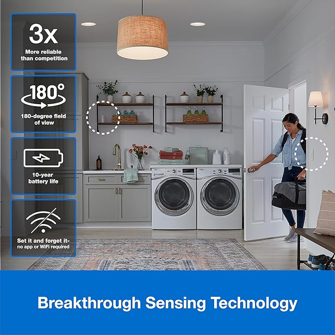 Lutron Wireless Motion Sensor Light Switch and Claro Light Switch for Closets, Pantries, Basements, for Any Bulbs, Occupancy Vacancy Sensor, Single-Pole/ 3 Way, White