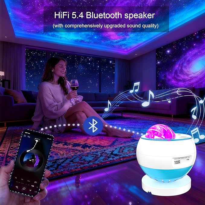 Northern Lights Projector,Star Projector for Bedroom,3 HD Projection Lenses Galaxy Projector,Bluetooth Speaker Star Projector,Moon Projector,Aurora Light Projector,Room Decor,Lights for Bedroom