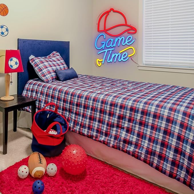 Baseball Neon Sign for Wall Decor Dimmable Game Time Led Sign for Bedroom Baseball Bat Neon Light for Baseball Club Game Room Man Cave Bar Club Sport Party College Dorm Decoration