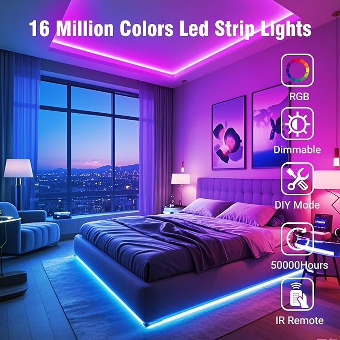 VOLIVO 400FT LED Strip Lights for Bedroom RGB Color Changing | 24-Key IR Remote, Smart App Control, Music Sync, Room & Home Decor Lighting