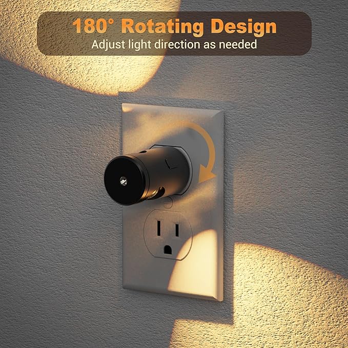 JandCase Night Lights Plug into Wall,4 Pack Mini Lens Night Light with 3CCT Color Temperature,180° Rotatable Night-lights,Dimmable Nightlight Plug in with Light Sensor for Bathroom Hallway Room Decor