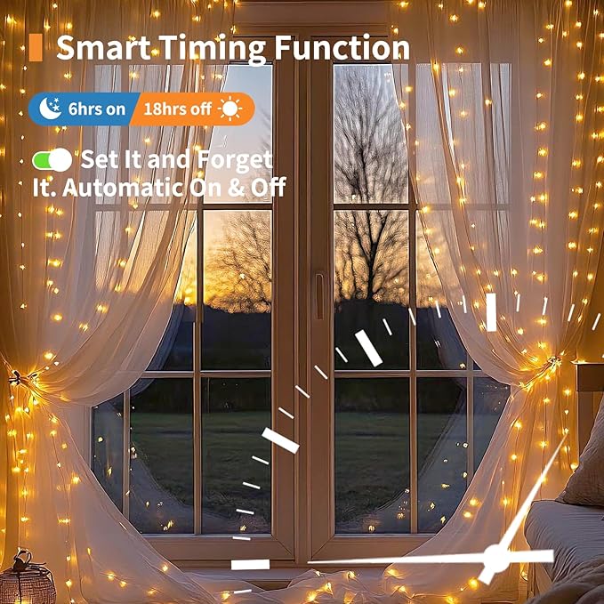 2 Pack Fairy Curtain Lights, 300 LED Upgraded Tangle-Free Hanging Lights with Remote, USB Plug in String Lights for Wall Window Wedding Party Xmas Home Décor - 9.8 x 9.8 Ft, Warm White