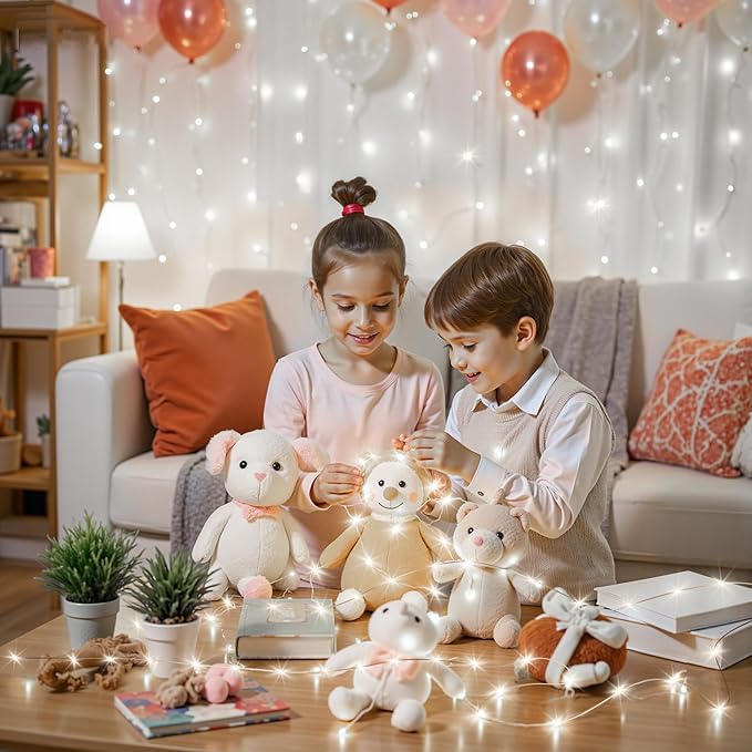 Mlambert LED Fairy Lights Battery Operated with Timer, Rechargeable Mini Twinkle Lights for Christmas Decor Holiday Party, 65.6FT(16.4x4), Cool White
