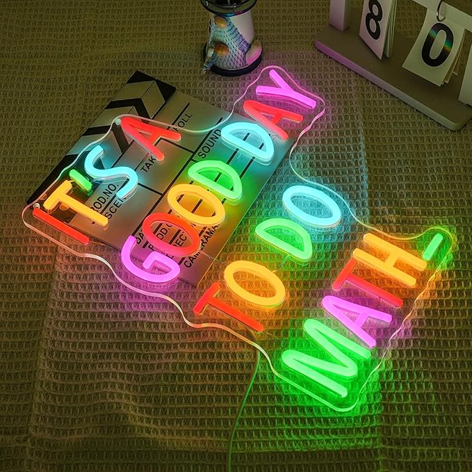 It's A Good Day To Do Math Neon Sign for Classroom Math Neon Light Colorful Letter Led Neon Signs Classroom LED Neon Lights for Kids Room Library Decoration