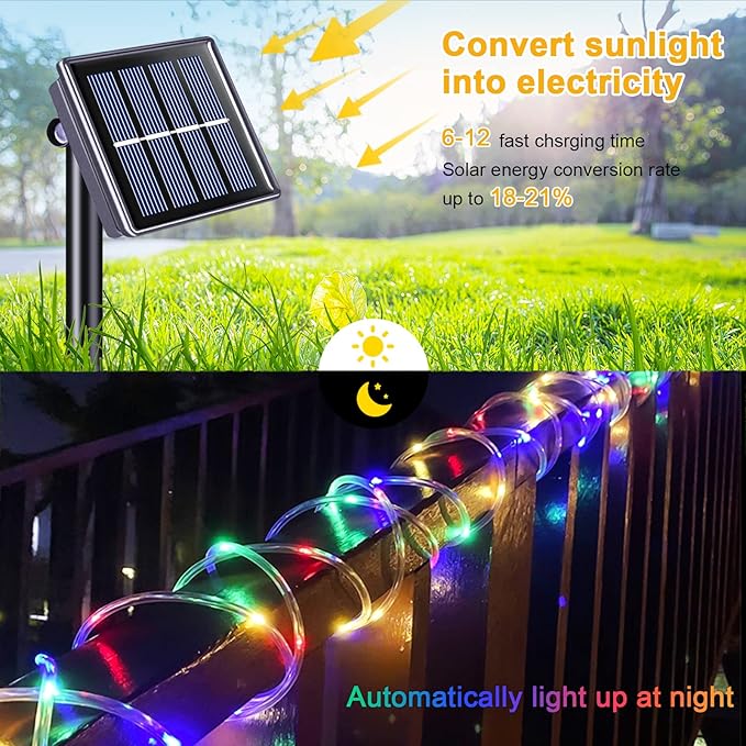 JMEXSUSS Trampoline Accessories 200 LED Trampoline Lights, 66ft IP 65 Waterproof Solar Camping Lights Outdoor, 8 Modes Solar Rope Light for Ladder Slide Tent Camp(Multicolor)