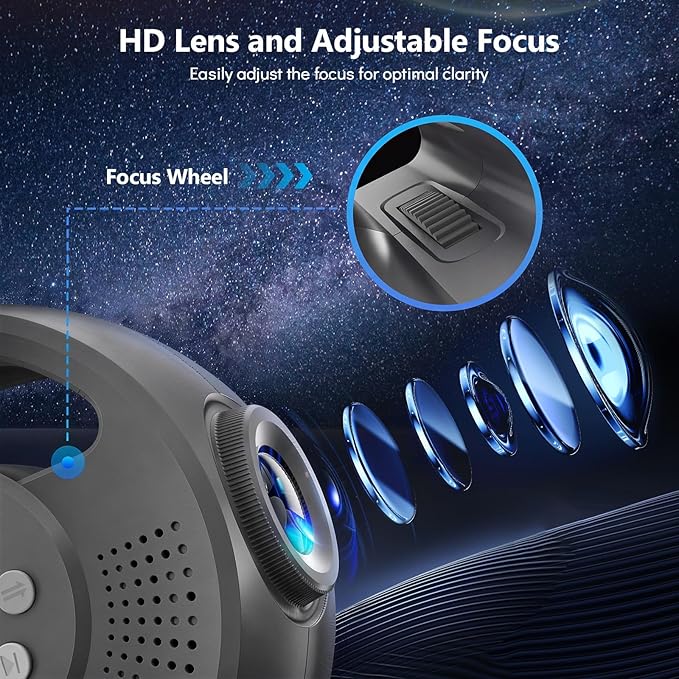 Rossetta 3D Galaxy Projector, 60 Scenes Star Light Projector for Bedroom | Adjustable Focal, Bluetooth Speaker, Timer & Remote Control, Planetarium Projector for Room Decor, Party Gift for Kids Adults