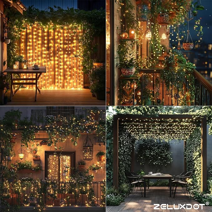 400FT 1200LEDs Fairy Lights Plug in,Green Wire,Warm White | Waterproof Led String Lights,8 Modes Remote Twinkle Light for Outdoor Indoor Christmas Wedding Birthday Garden Decorations