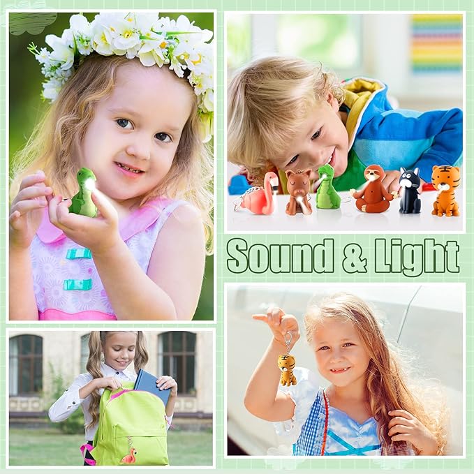 Kenning 6 Pieces Animal Flashlight Keychain Mini Pediatric Nurse Flashlight Badge Reel Pediatric Pen Lights Keychain for Nursing Staff Urgent Care