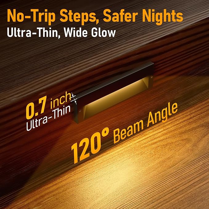 LEONLITE 12-Pack 10.6 Inch 5CCT Low Voltage LED Step Lights, Surface Mount | 12–24V AC/DC, 6W, Ultra-Slim Landscape Stair Lights, IP65, Outdoor Lighting for Decks Hardscapes, Aluminum, Oil Rubbed Bronze