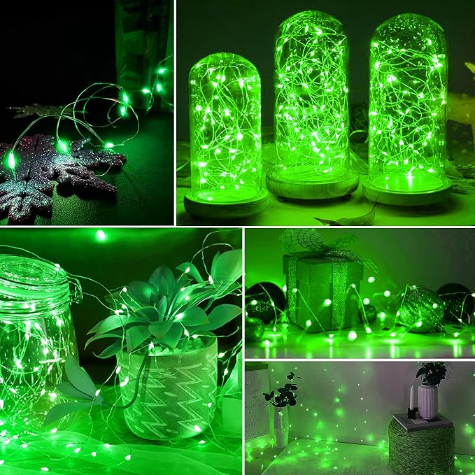 AIKEI 24 Pack LED Fairy Lights Battery Operated, String Lights Waterproof 7 Feet 20 Led Firefly Starry Lights for Wedding Party Bedroom Garden Christmas Decoration Green