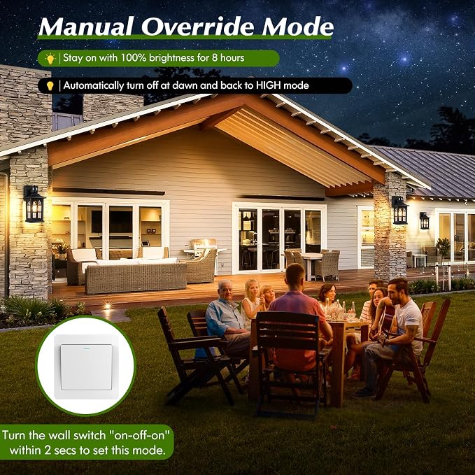 2-Pack Motion Sensor Outdoor Wall Lights, Modern Porch Lights | Auto ON/OFF, 3 Lighting Modes, Waterproof, Rust-Resistant, Aluminum Frame & Sturdy Glass, Easy to Install