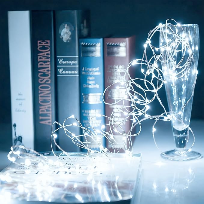 2 Pack Fairy Lights Battery Operated - 16.4ft 50 LED White | Starry Fairy Lights , 8 Modes Waterproof with Timer for Indoor Outdoor Bedroom Party Holiday Christmas Decor, Copper Wire