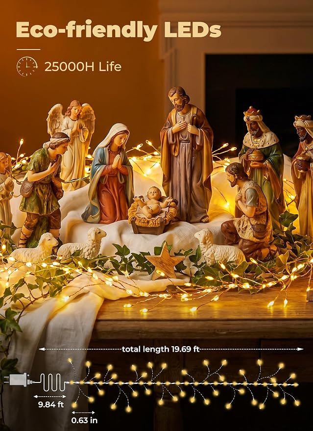 Flowing Fairy Lights Plug in with 14 Modes, 10FT 388LED Twinkle String Lights Indoor, Christmas Tree Lights Indoor Waterproof for Bedroom Christmas Home Room Decor, Warm White + Cool White