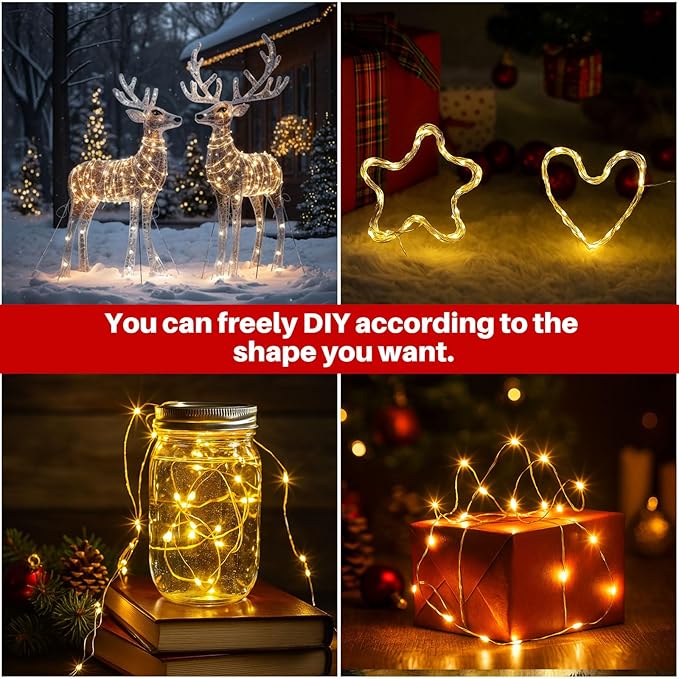 Macarrie 12 Pcs Warm White Fairy Lights USB Powered 16 ft 50 LED String Lights Plug in for Indoor Outdoor Bedroom DIY Party Wedding Home Festival Tree Garden Xmas Decoration