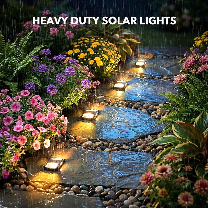 AGPTEK Solar Driveway Light 1 Pack, Outdoor Deck Dock Marine Waterproof | LED Solar Powered Driveway Marker Lights for Warning Step, Sidewalk, Pathway, Garden, Yard (Warm White, Black)