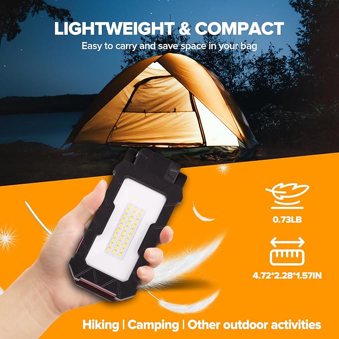 LUTEC Rechargeable Work Light, 1000 Lumens LED Magnetic Light with Magnetic Base and Hanging Hook，360°Rotate and 200°Swivel for Car Repair, Emergency and Camping (Red)