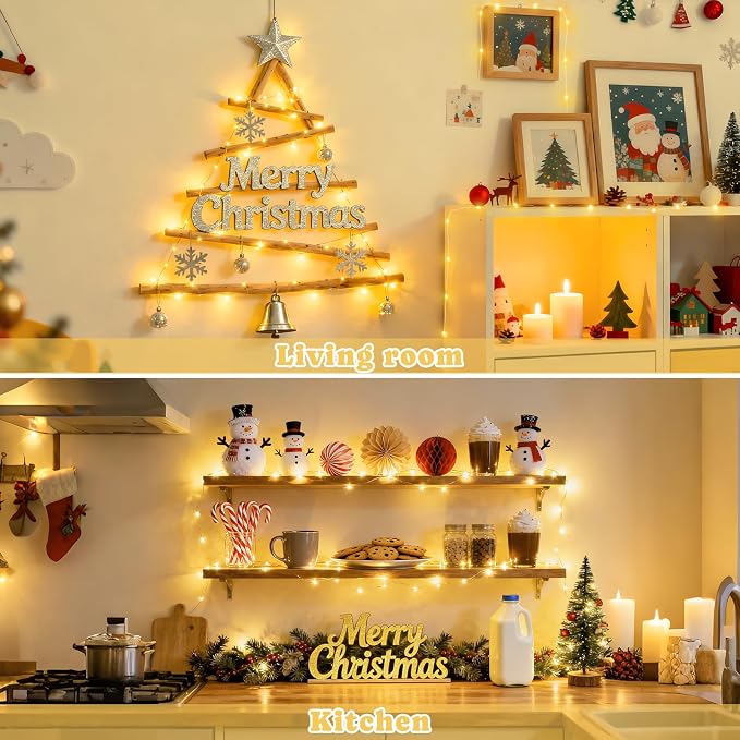 JMEXSUSS 2Pack Fairy Lights Battery Operated, Total 200LED 66ft, Warm White | With Remote, Timer, 8 Modes, Battery Powered Christmas Lights, Twinkle String Lights for Bedroom Tree Indoor Outdoor Decor